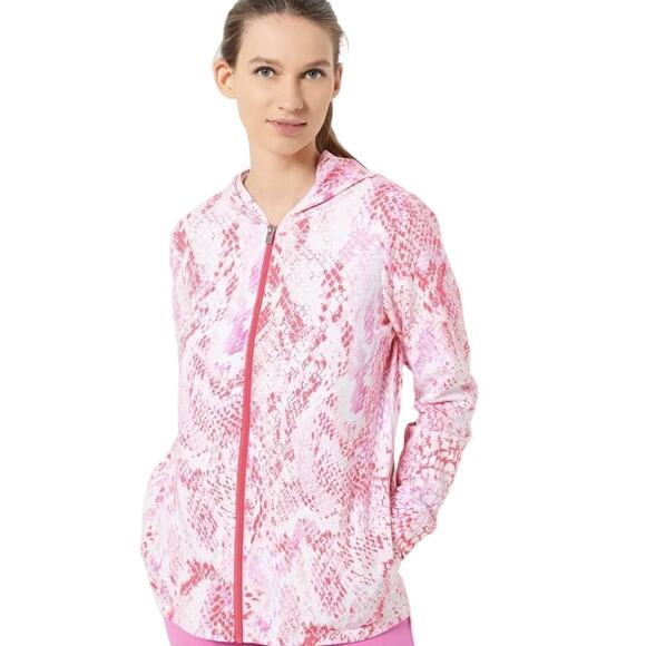 Sport Savvy French Terry Print Jacket CORAL NWOT SIZE S - Picture 1 of 7